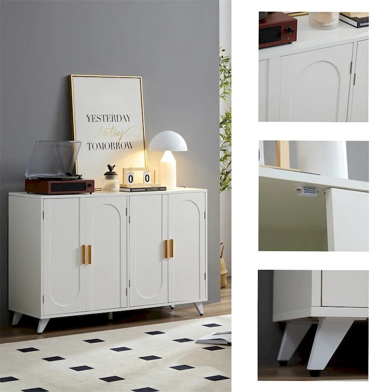 Sideboard Buffet Cabinet With 4 Doors And Removable Shelves