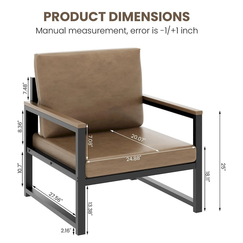 Mieres Single Lazy Boy Sofa Chair, Simple Modern Sofa Chair with Armrests for Living Room, Office, Bedroom, Beige/Khaki