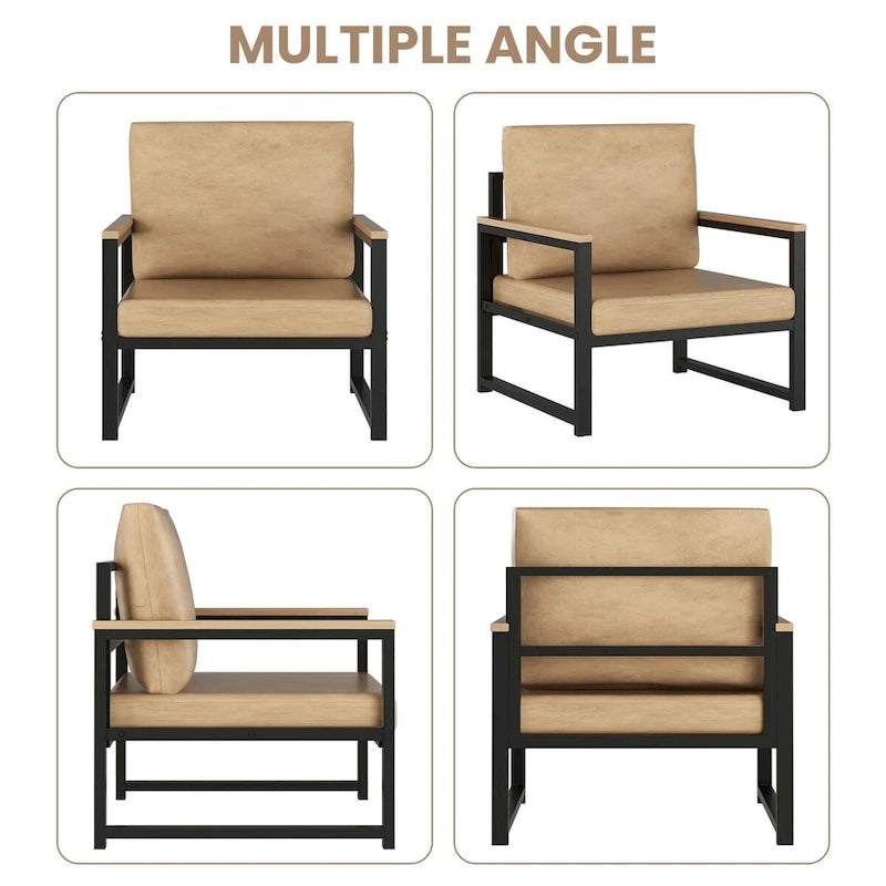 Mieres Single Lazy Boy Sofa Chair, Simple Modern Sofa Chair with Armrests for Living Room, Office, Bedroom, Beige/Khaki