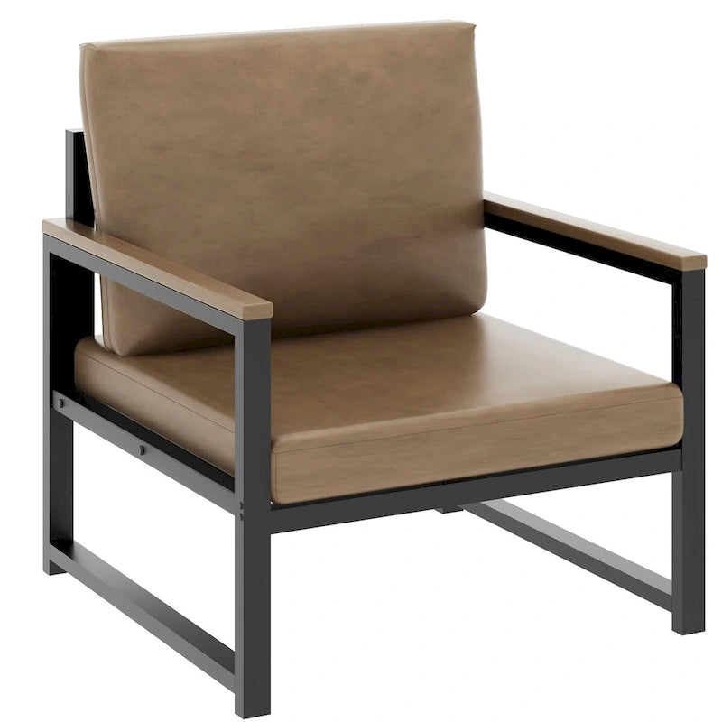 Mieres Single Lazy Boy Sofa Chair, Simple Modern Sofa Chair with Armrests for Living Room, Office, Bedroom, Beige/Khaki
