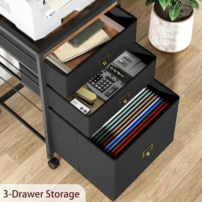 3 Drawer Mobile File Cabinet,with Rolling Wheel and Lock Suit