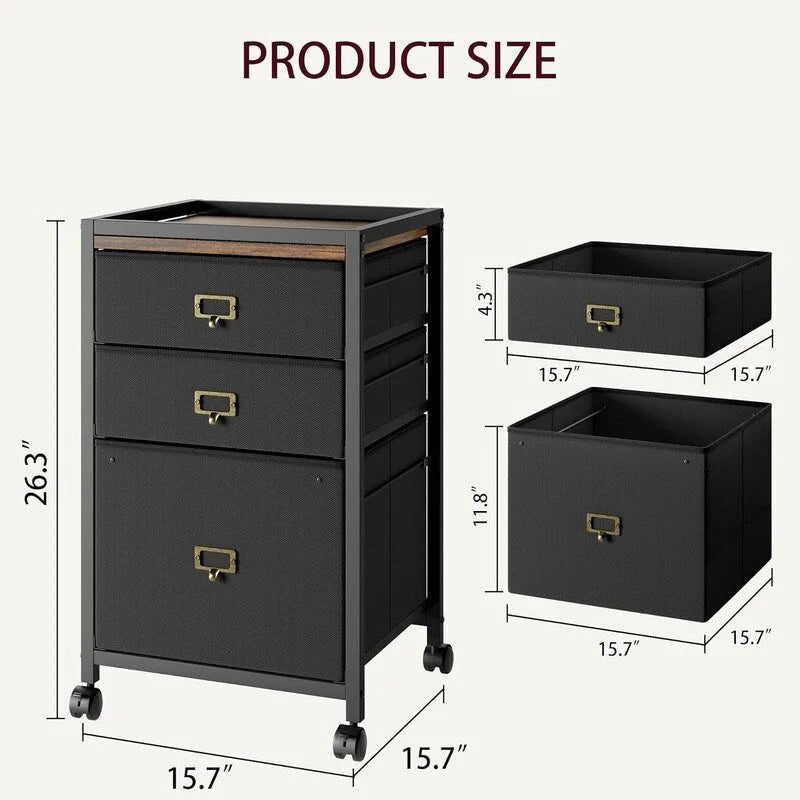 3 Drawer Mobile File Cabinet,with Rolling Wheel and Lock Suit