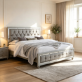 Lit deux places argent avec lits avec têtes de lit